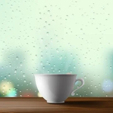 White cup on the background of a window Stock Illustration