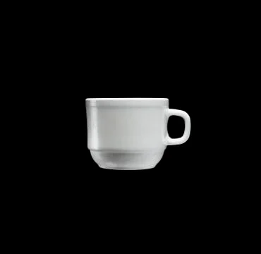 White cup on a black background Stock Photos