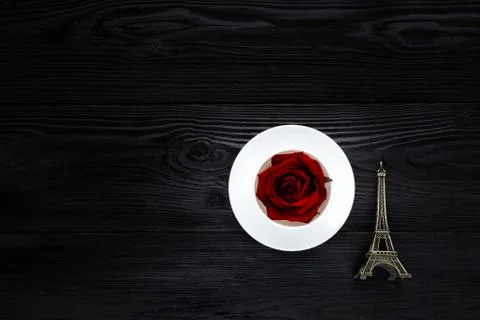 White cup on black table Stock Photos