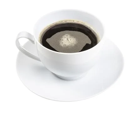 White cup with chicory root tea on saucer isolated Stock Photos