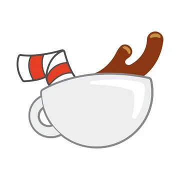 White cup with cinnamon sticks. Vector Stock Illustration