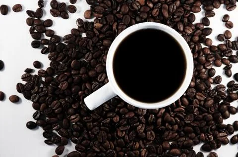 White cup of coffe Stock Photos