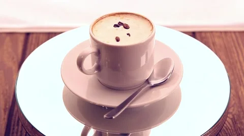 White cup with coffee 스톡 동영상 49044397