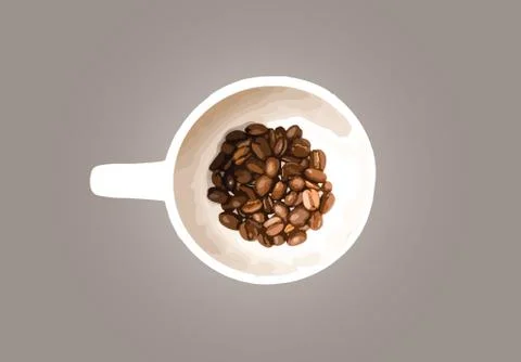 White cup with coffee grains Stock Illustration
