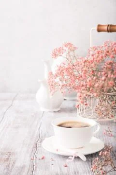 White cup of coffee Stock Photos