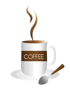 White cup coffee with spoon isolated over white background. vector Stock-Illustration