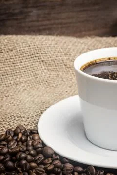 White cup of coffee. Vertically. Stock Photos