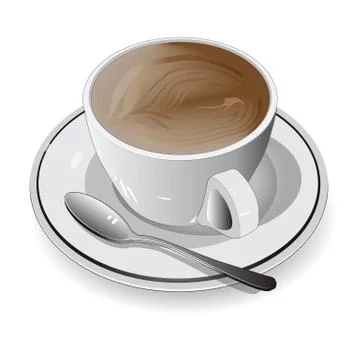 White  cup of coffee on white background,Vector Illustration Stock Illustration