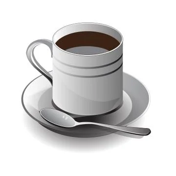 White  cup of coffee on white background,Vector Illustration Stock Illustration
