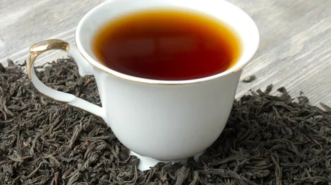 White cup of hot black tea, close up Stock Footage 62528731