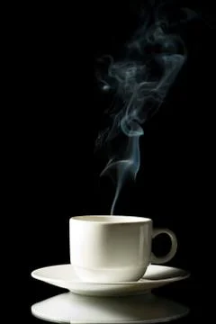 White cup of hot drink isolated Stock Photos