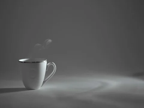 White Cup of hot tea or coffee, steam comes Stock Footage 73955969