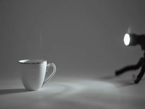 White Cup of hot tea or coffee, steam comes 스톡 동영상 73956408