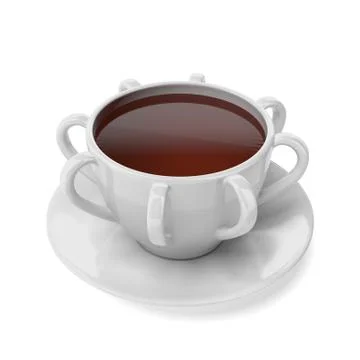 White cup with  many handles Stock Illustration