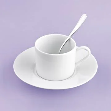 White cup on purple background solid Stock Photos