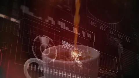 White cup receiving stream from above, causing swirl, map appearing and HUD Vidéo 320652309