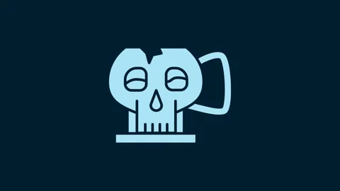 White Cup from the skull icon isolated on blue background. 4K Video motion Stock Footage 230049187