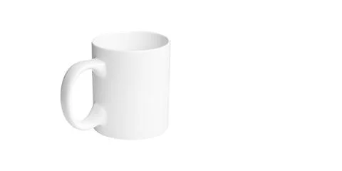White cup for tea or coffee on isolated white background Stock Photos