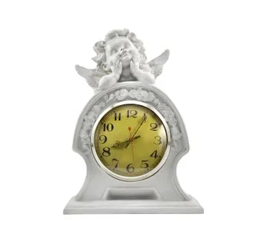 White Cupid shaped clock. Stock Photos
