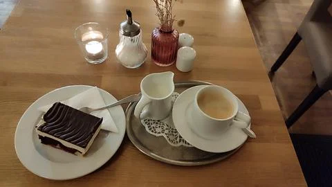 White cups coffee tea table cafe restaurant drink objects dessert food cook.. Stock Photos