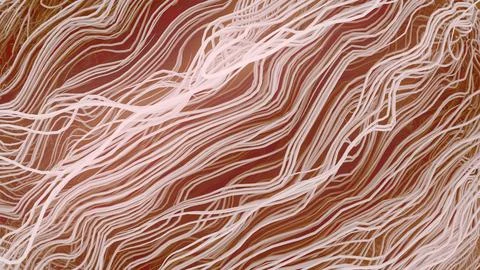 White curled wire futuristic pattern surrounded by mist. 3d rendering Stock Illustration