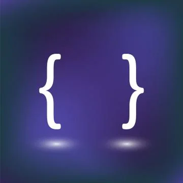 White Curly Bracket Icon Isolated on Blue Background. Decorative Blurred Pattern Stock Illustration