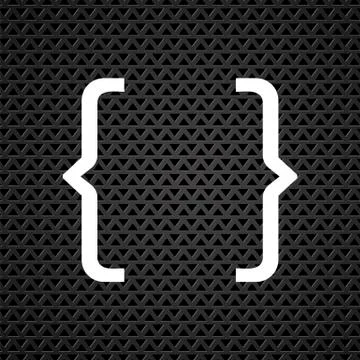 White Curly Bracket Icon on Perforated Background Stock Illustration