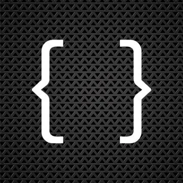 White Curly Bracket Icon on Perforated Background Stock Illustration