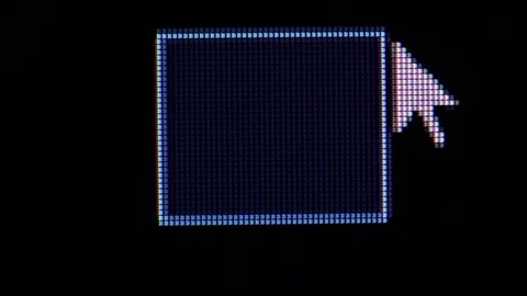 White cursor makes different frames on a black background Stock Footage 74249995
