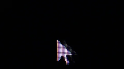 The white cursor moves on a black background to the sides Stockbeeldmateriaal 74249950