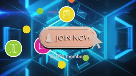 White cursor moving left hovering clicking JOIN NOW button causing members Stock Footage 339494836