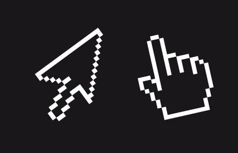 White cursor pointer and cursor hand isolated. vector illustration 库存插图