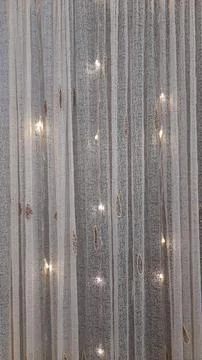 White curtain backdrop with small LED lights decoration Stock Photos