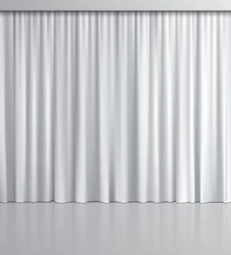 White curtain background. Vector realistic white curtain with mirror reflection. Stock Illustration