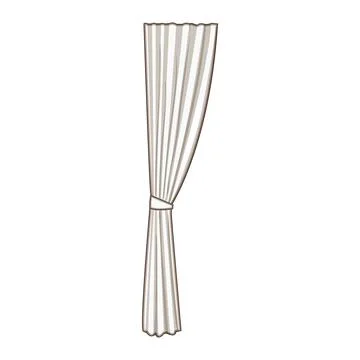 White curtain decorating window in simple vector illustration Stock Illustration