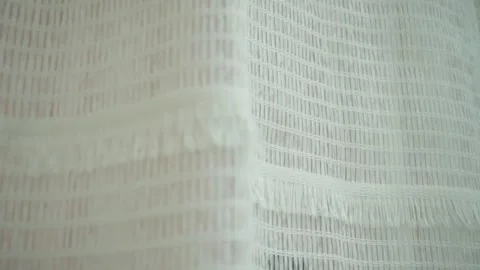 White curtain with geometric pattern Stock Footage 267970990