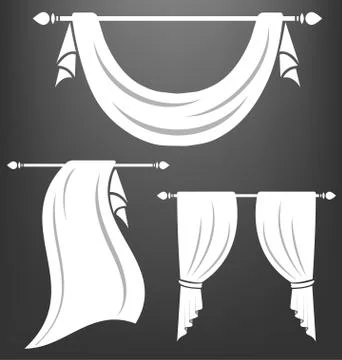 White curtain vintage vector set Stock Illustration