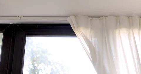 White curtain on window Stock Footage 113608026