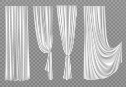 White curtains isolated on background Stock Illustration