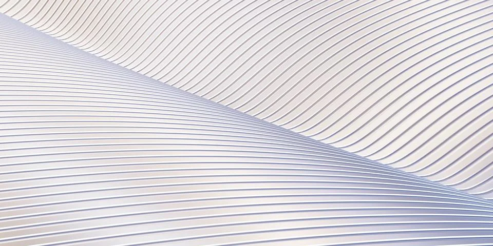 White curve distorted shape Parallel lines White plastic tube texture Modern Stock Illustration