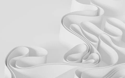 White curved paper, 3d rendering. Stock Illustration
