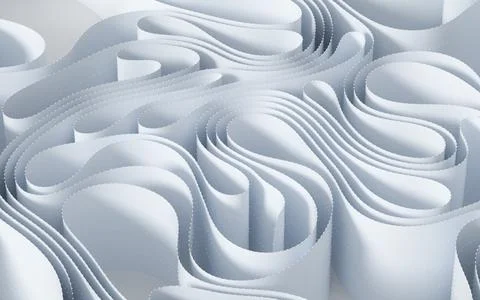White curved paper, 3d rendering. Illustrazione stock