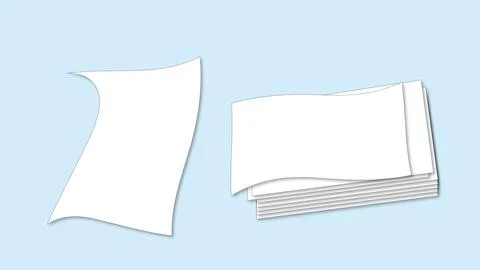 A white curved sheet and a stack of blank sheets of paper with the first bent Stock Illustration