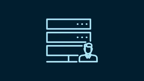 White Customer care server icon isolated on blue background. Tech support Stock Footage 230017412
