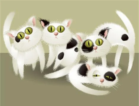 White cute cats Stock Illustration