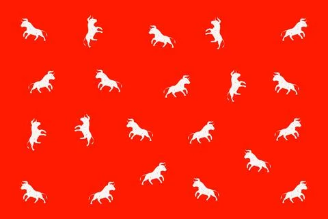 White Cute cow  pattern in red background . The year of the ox. Chinese year Stock Illustration