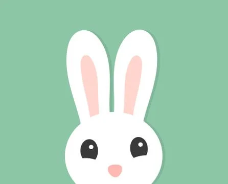 White cute Easter bunny ears and face. Vector illustration. Illustrazione stock
