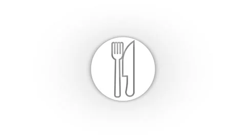 White cutlery icon with shadow isolated on white background. Stock Footage 201769985