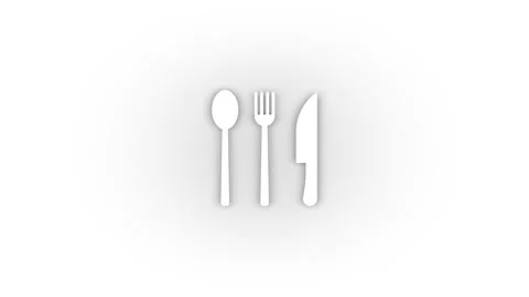 White cutlery icon with shadow isolated on white background. Stock Footage 201770148
