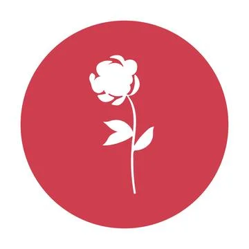 White cutout flower in single red circle illustration Stock Illustration